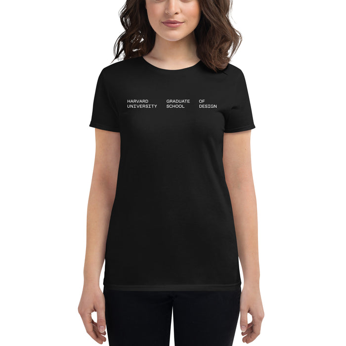 Harvard GSD Text Women's Black and White Logo Fitted T-Shirt