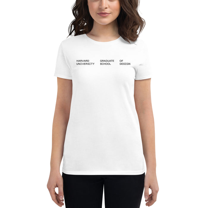 Harvard GSD Text Women's Black and White Logo Fitted T-Shirt